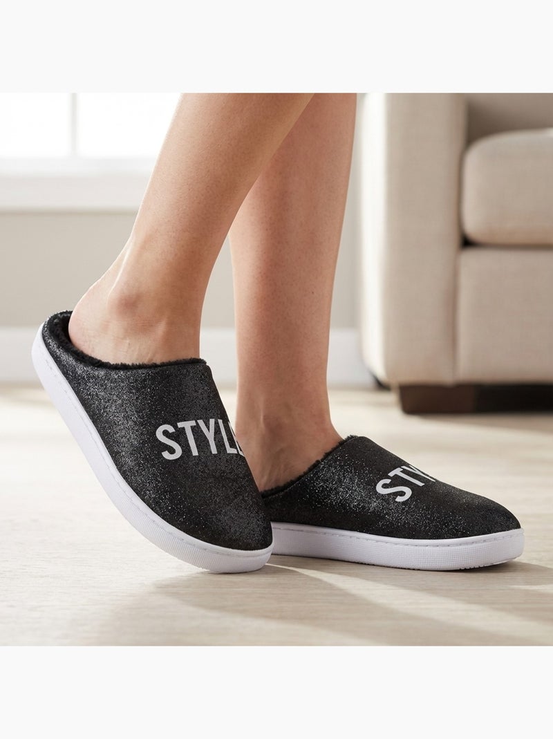 Pantoufles Femme Lurex Glitter Noir - Kiabi