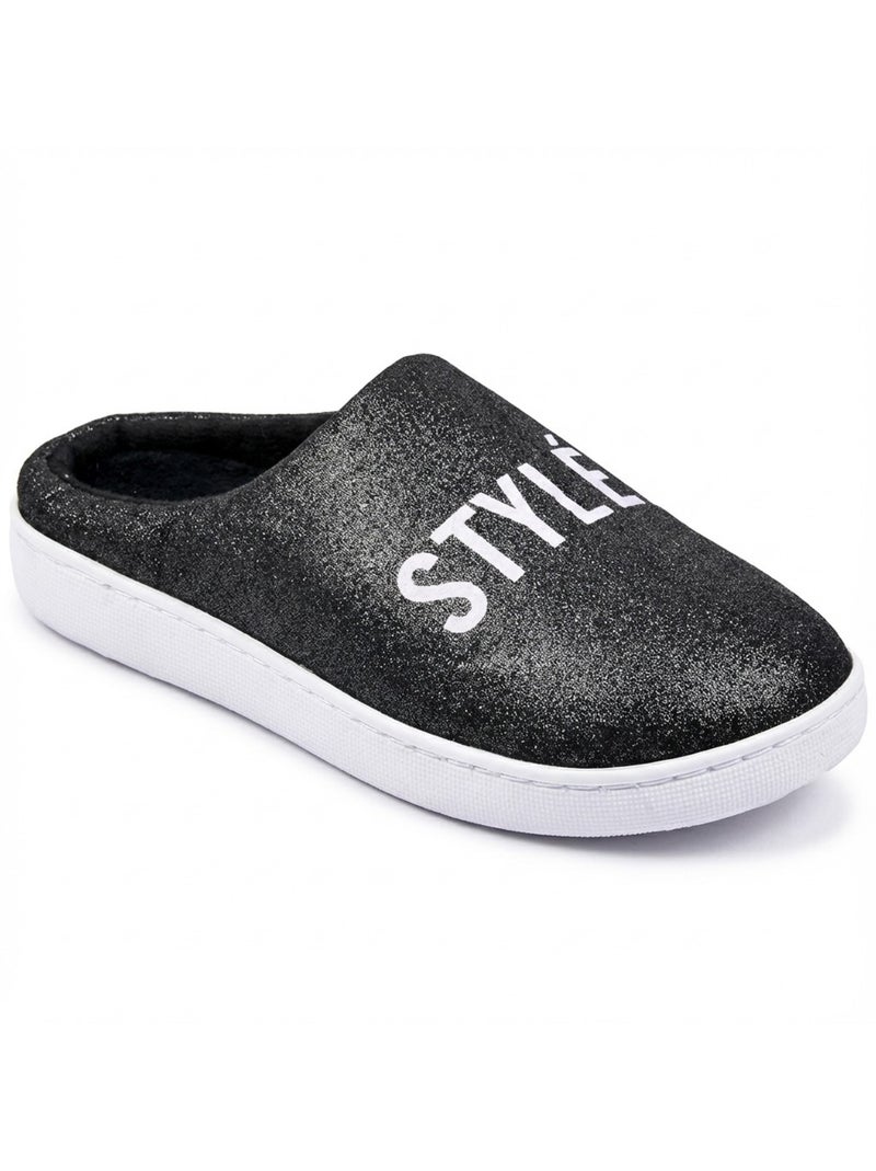 Pantoufles Femme Lurex Glitter Noir - Kiabi