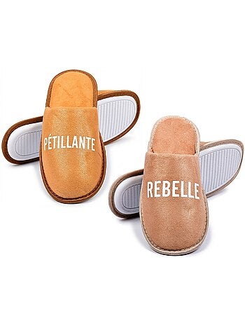 Pantoufles Femme Lurex Glitter Pack de 2 Paires