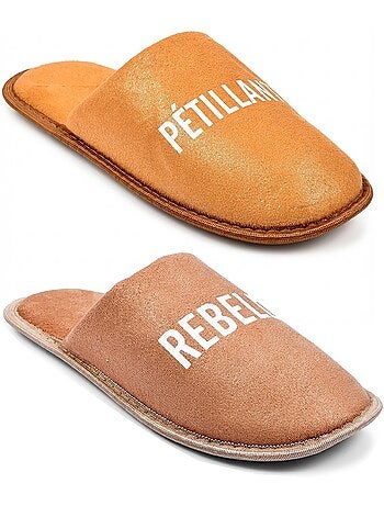 Pantoufles Femme Lurex Glitter Pack de 2 Paires