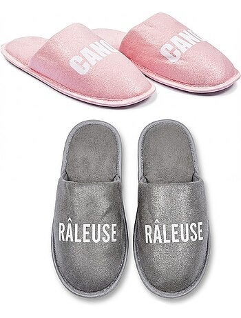 Pantoufles Femme Lurex Glitter Pack de 2 Paires