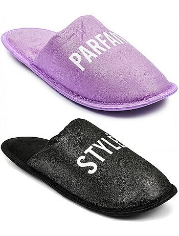 Pantoufles Femme Lurex Glitter Pack de 2 Paires
