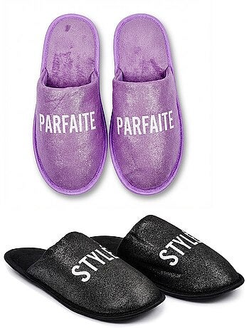 Pantoufles Femme Lurex Glitter Pack de 2 Paires