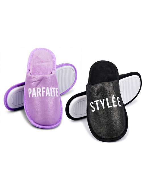 Pantoufles Femme Lurex Glitter Pack de 2 Paires - Kiabi