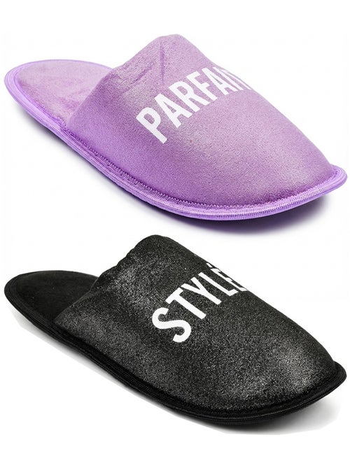 Pantoufles Femme Lurex Glitter Pack de 2 Paires - Kiabi
