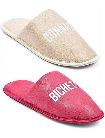 Pantoufles Femme Lurex Glitter Pack de 2 Paires