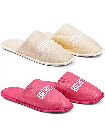 Pantoufles Femme Lurex Glitter Pack de 2 Paires