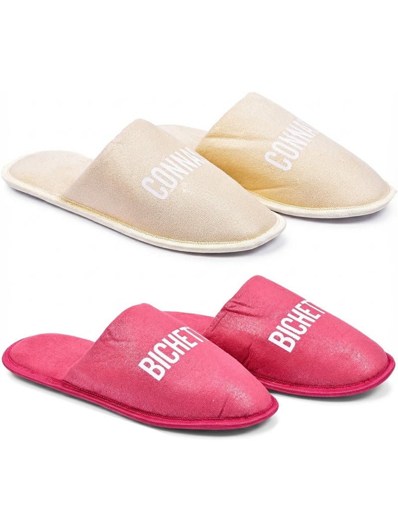 Pantoufles Femme Lurex Glitter Pack de 2 Paires Rose - Kiabi