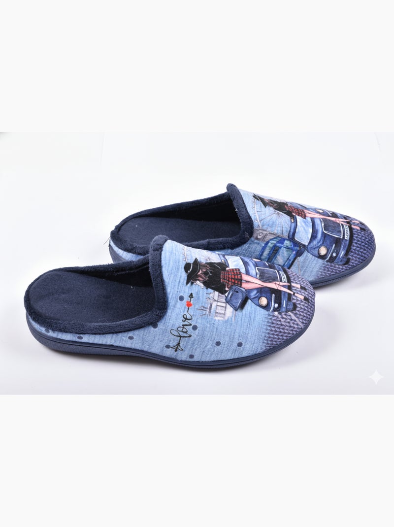 Pantoufles Femme Mule PhotoPrint Bleu marine - Kiabi