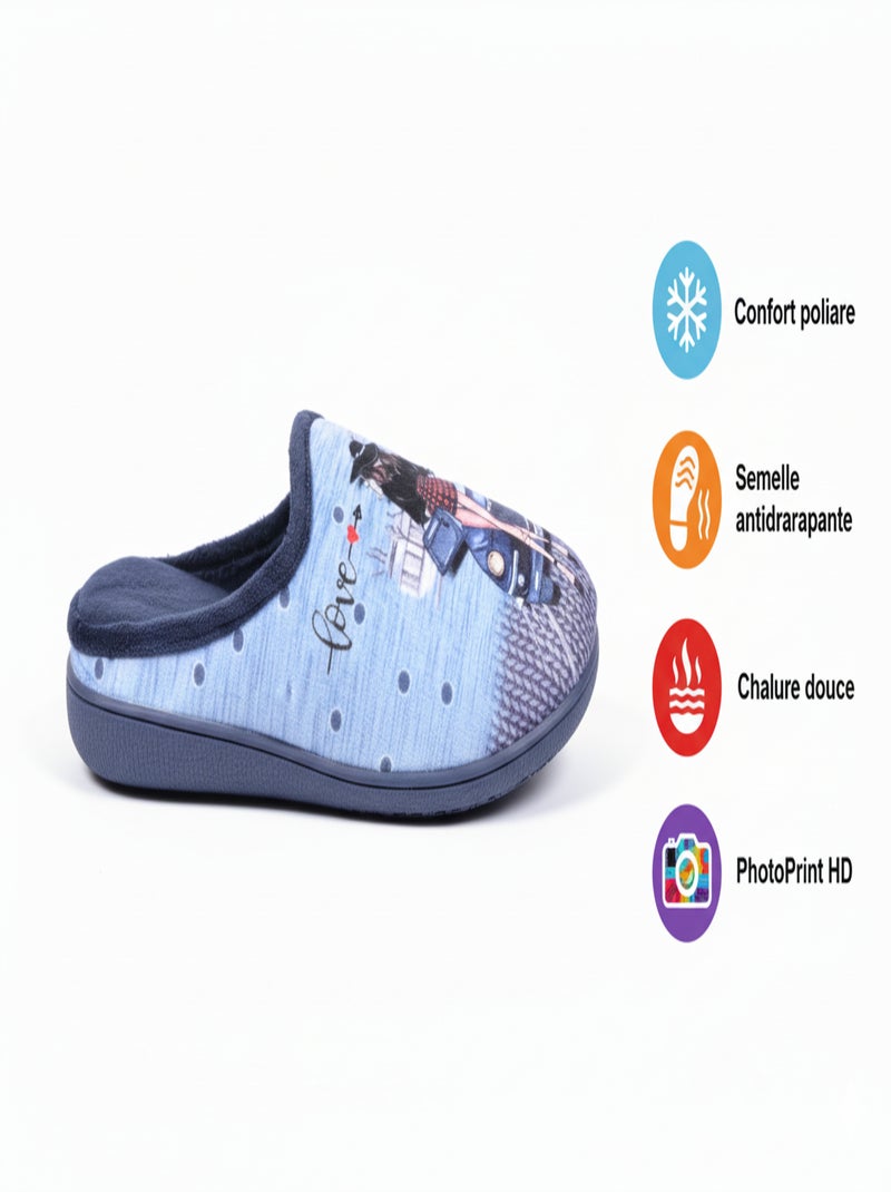Pantoufles Femme Mule PhotoPrint Bleu marine - Kiabi