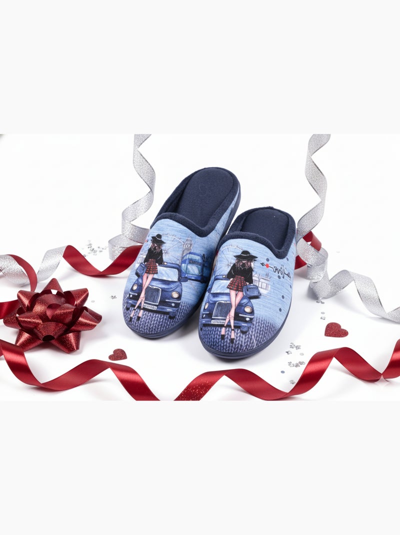 Pantoufles Femme Mule PhotoPrint Bleu marine - Kiabi