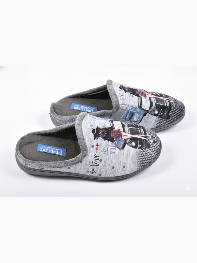 Pantoufles Femme Mule PhotoPrint Gris - Kiabi