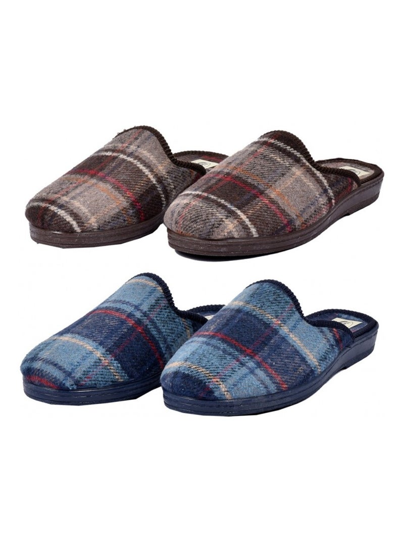 Pantoufles homme Confort et Qualité Supérieure  Pack de 2 Bleu Marron - Kiabi