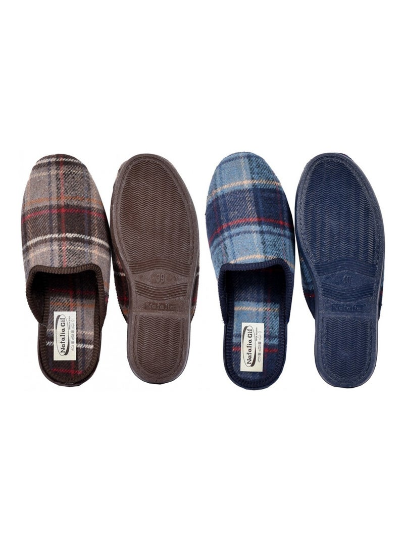 Pantoufles homme Confort et Qualité Supérieure  Pack de 2 Bleu Marron - Kiabi