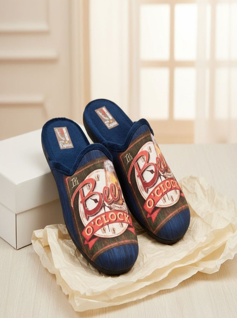 Pantoufles Homme Mule Fantaisie PHOTOPRINT Bleu Multicolore - Kiabi