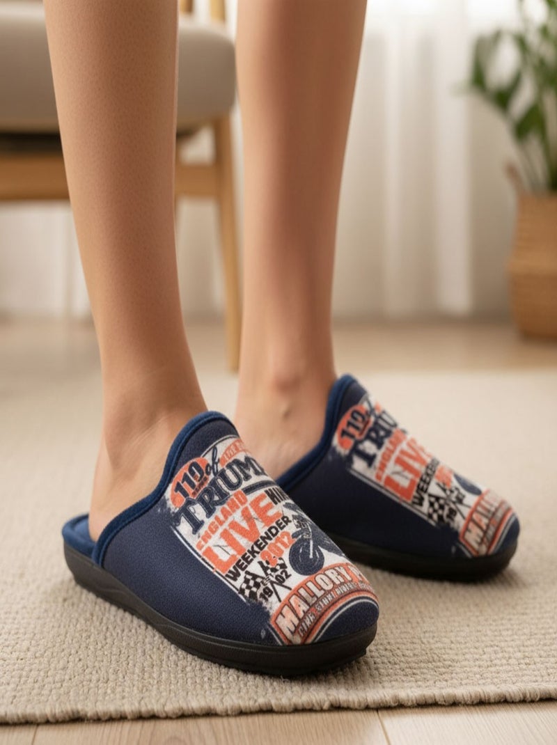 Pantoufles Homme Mule Fantaisie PHOTOPRINT Bleu Orange - Kiabi