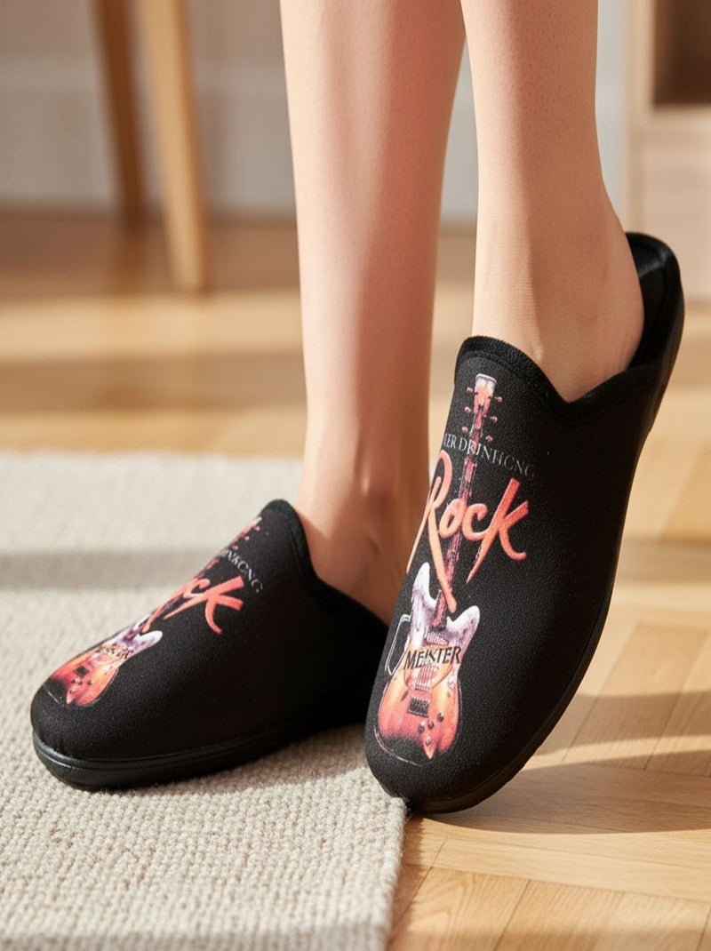 Pantoufles Homme Mule Fantaisie PHOTOPRINT Noir Orange - Kiabi