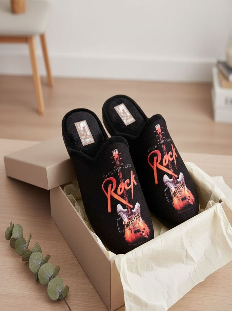 Pantoufles Homme Mule Fantaisie PHOTOPRINT Noir Orange - Kiabi