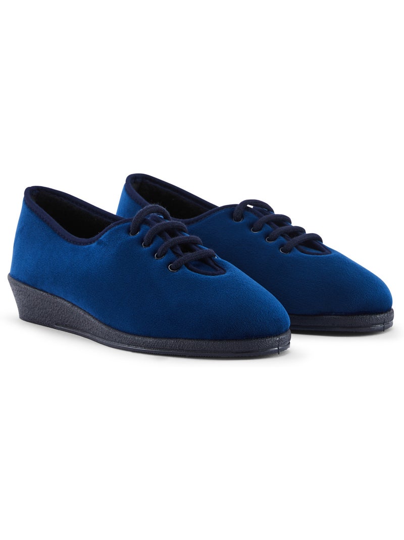 Pantoufles molletonnées à lacets - PEDICONFORT Bleu marine - Kiabi
