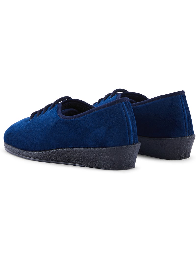 Pantoufles molletonnées à lacets - PEDICONFORT Bleu marine - Kiabi