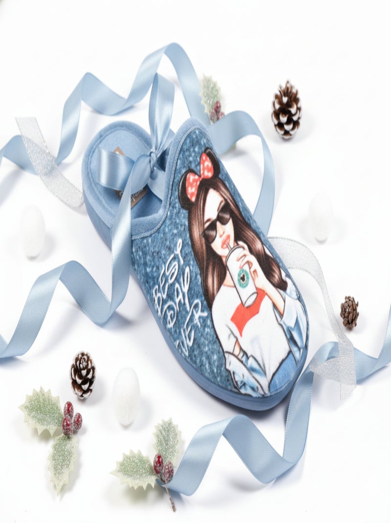 Pantoufles Mules femme PHOTOPRINT Bleu clair - Kiabi