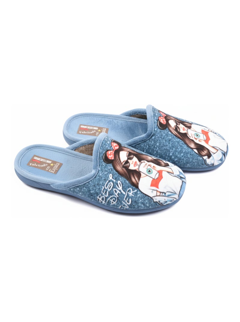 Pantoufles Mules femme PHOTOPRINT Bleu clair - Kiabi