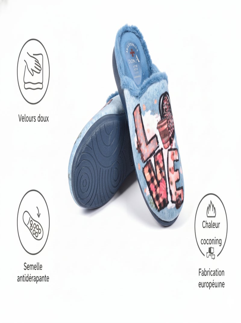 Pantoufles Mules femme PHOTOPRINT Bleu - Kiabi