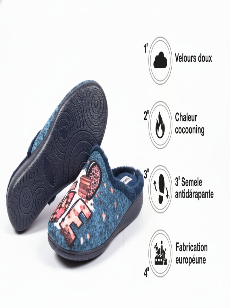 Pantoufles Mules femme PHOTOPRINT Bleu marine - Kiabi