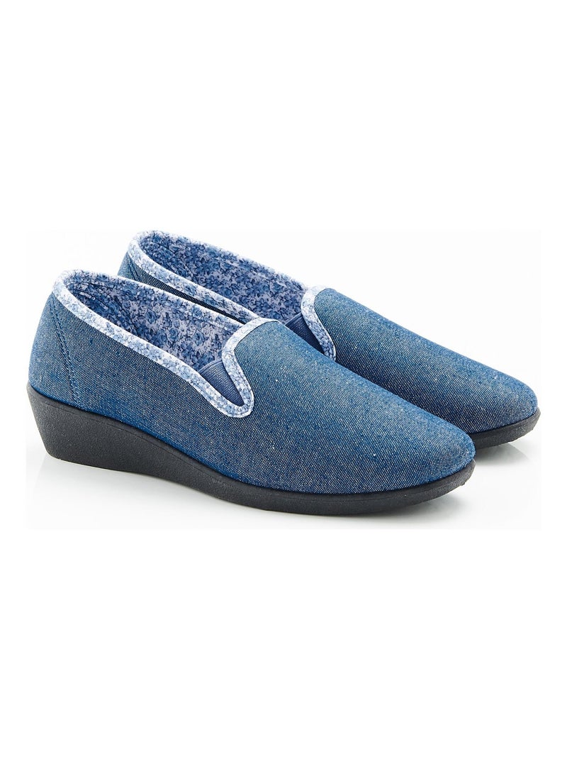 Pantoufles textile intérieur imprimé - Damart Bleu - Kiabi