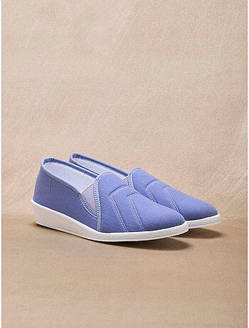 Pantoufles toile intérieur éponge femme