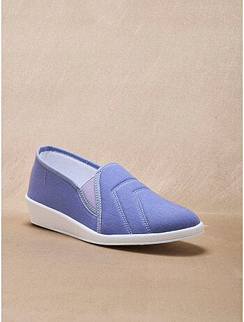 Pantoufles toile intérieur éponge femme