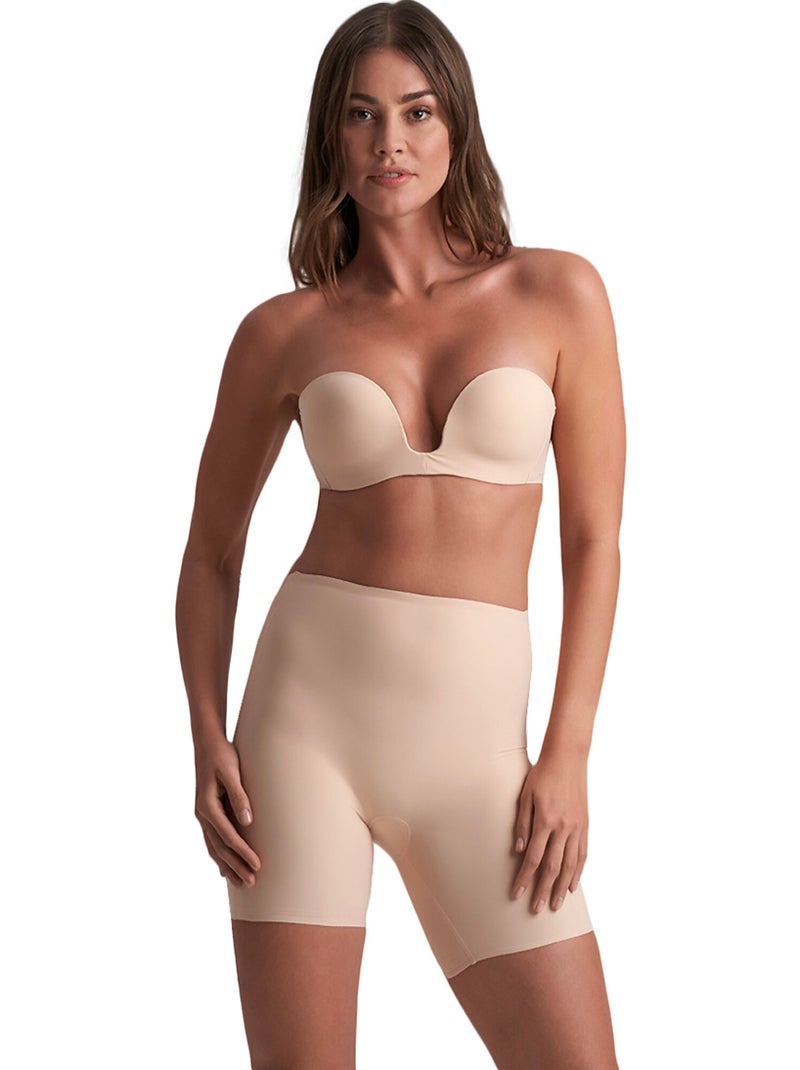 Panty short hauteur moyenne à dos bas Shapewear Beige - Kiabi