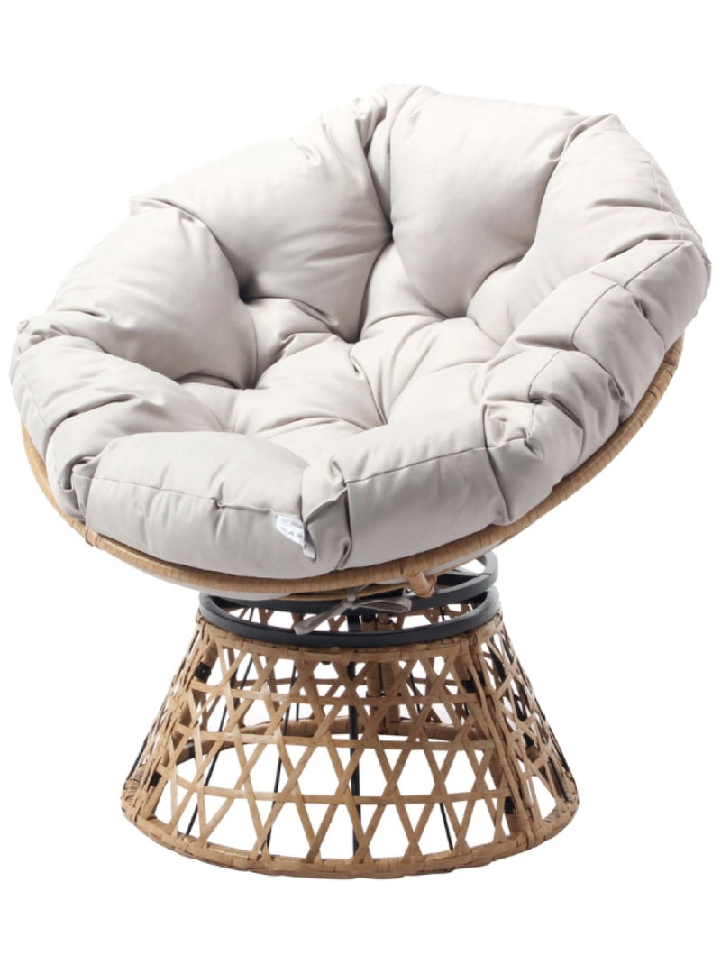 PAPASAN - Fauteuil effet rotin avec coussin Marron - Kiabi