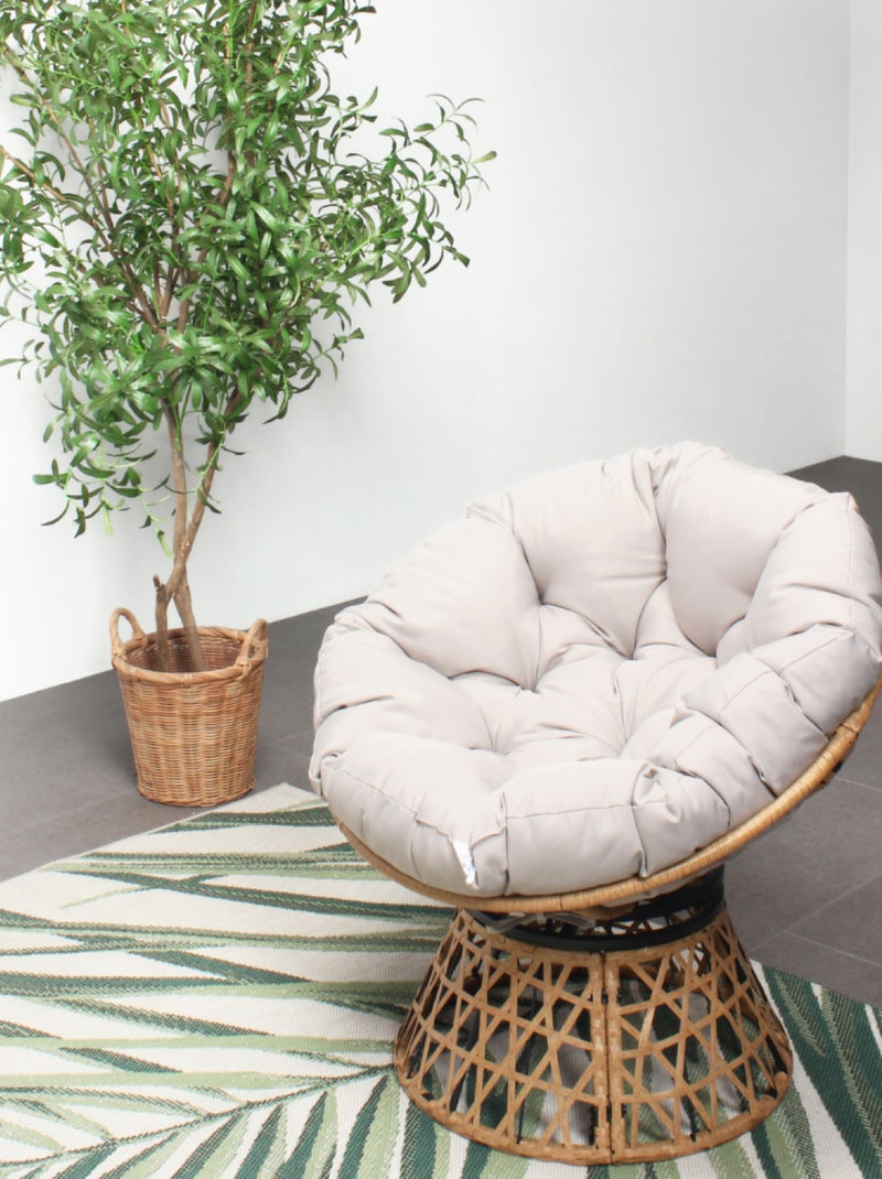 PAPASAN - Fauteuil effet rotin avec coussin Marron - Kiabi