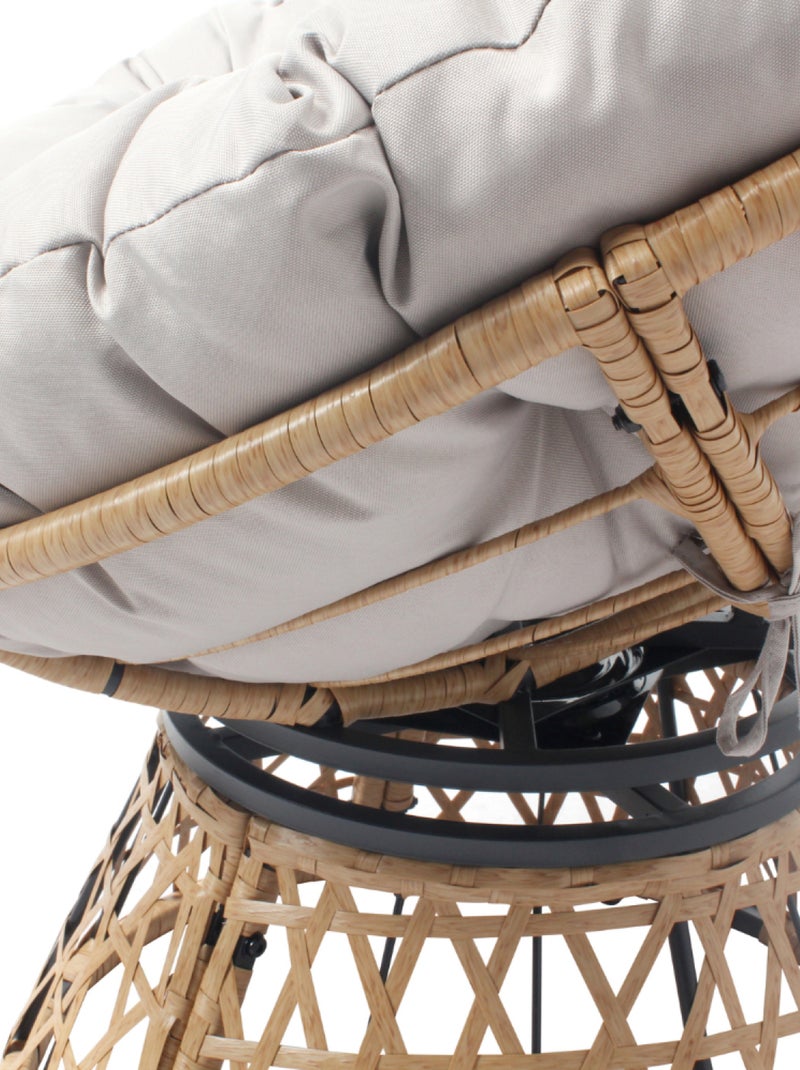 PAPASAN - Fauteuil effet rotin avec coussin Marron - Kiabi