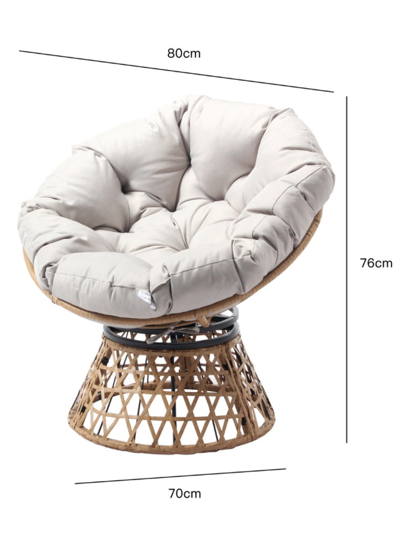 PAPASAN - Fauteuil effet rotin avec coussin Marron - Kiabi
