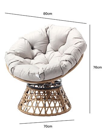PAPASAN Fauteuil effet rotin avec coussin