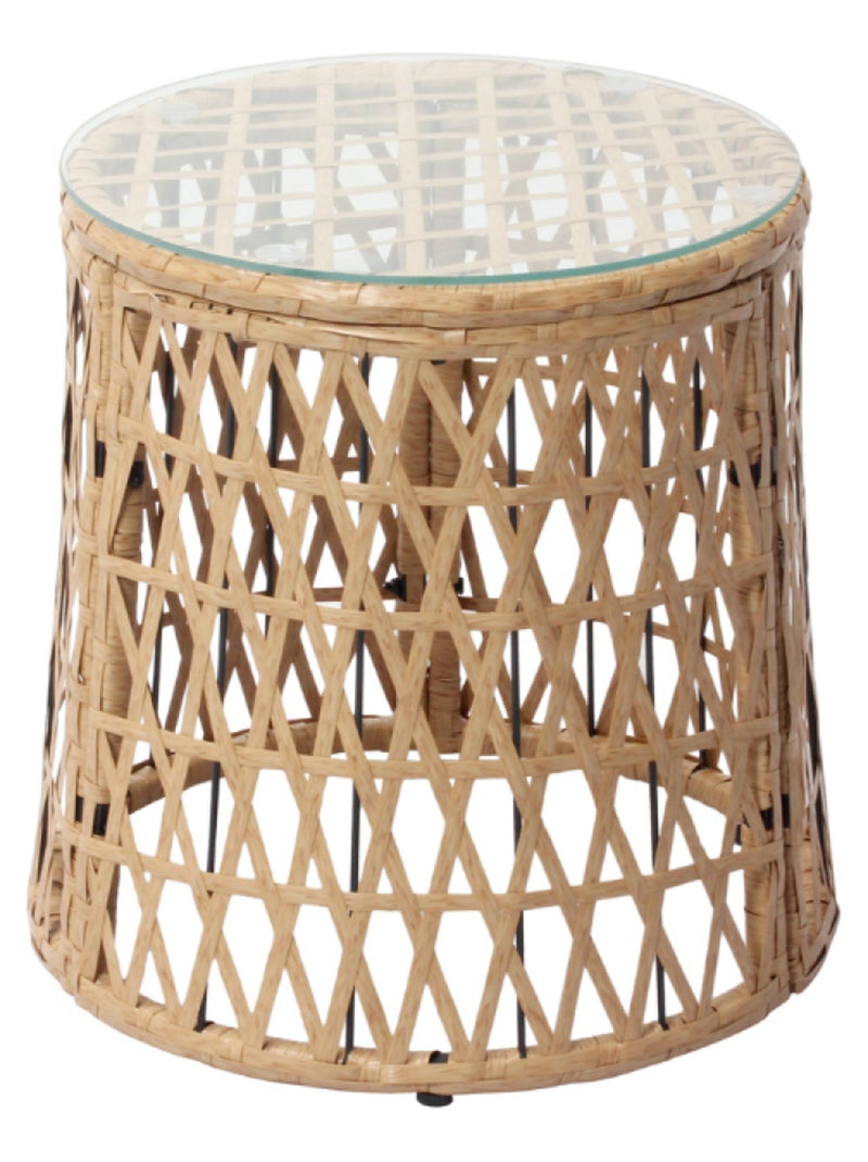 PAPASAN Salon de jardin 2 fauteuils et 1 table Marron - Kiabi
