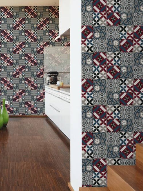 Papier peint  - Effet mosaïque colorée - Kiabi