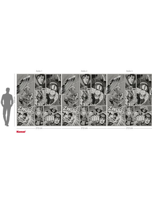 Papier peint  - Marvel Classic Comic Panel Monochrome - Rouleau: 212 x 250 cm - Kiabi