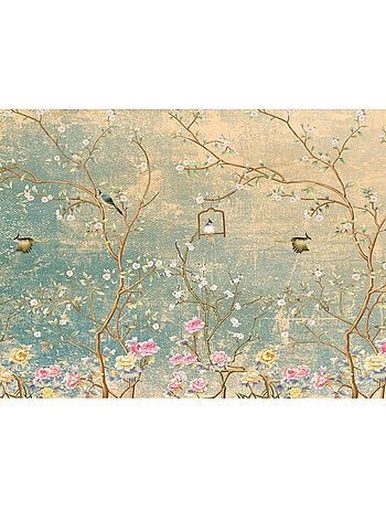 Papier peint arbres, fleurs et oiseaux - 360 x 254 cm