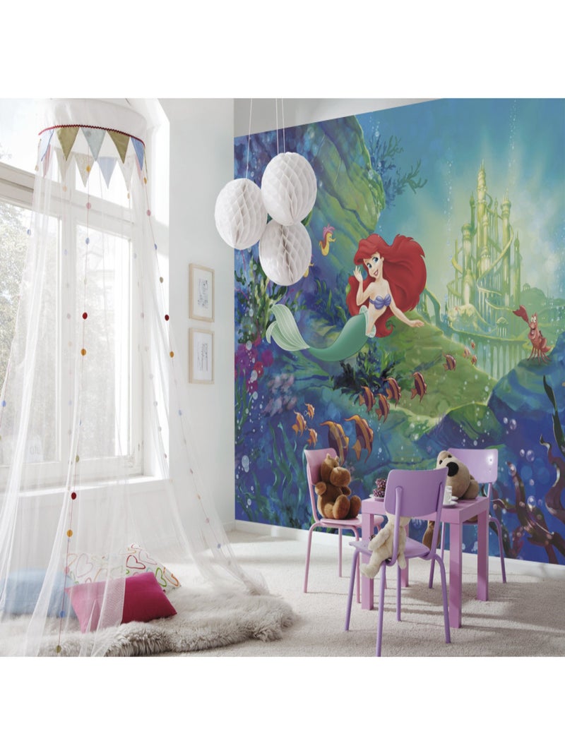 Papier peint Ariel La Petite Sirène Princesse Disney 368X254 CM Bleu - Kiabi