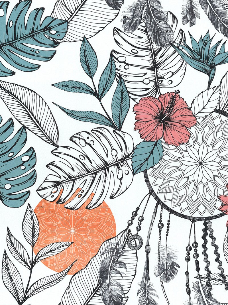 Papier peint attrape rêves Orange - Kiabi