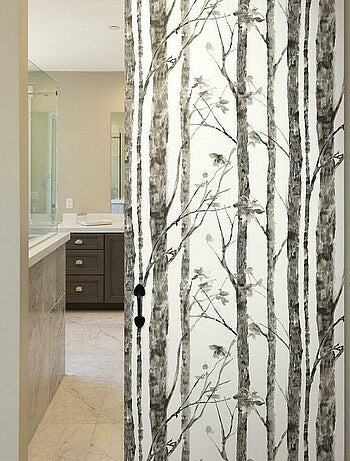 Papier Peint auto-adhésif - Arbres Noir et Blanc