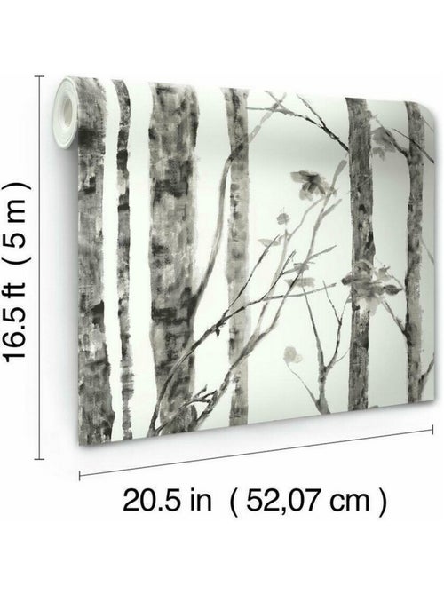 Papier Peint auto-adhésif - Arbres Noir et Blanc - Kiabi