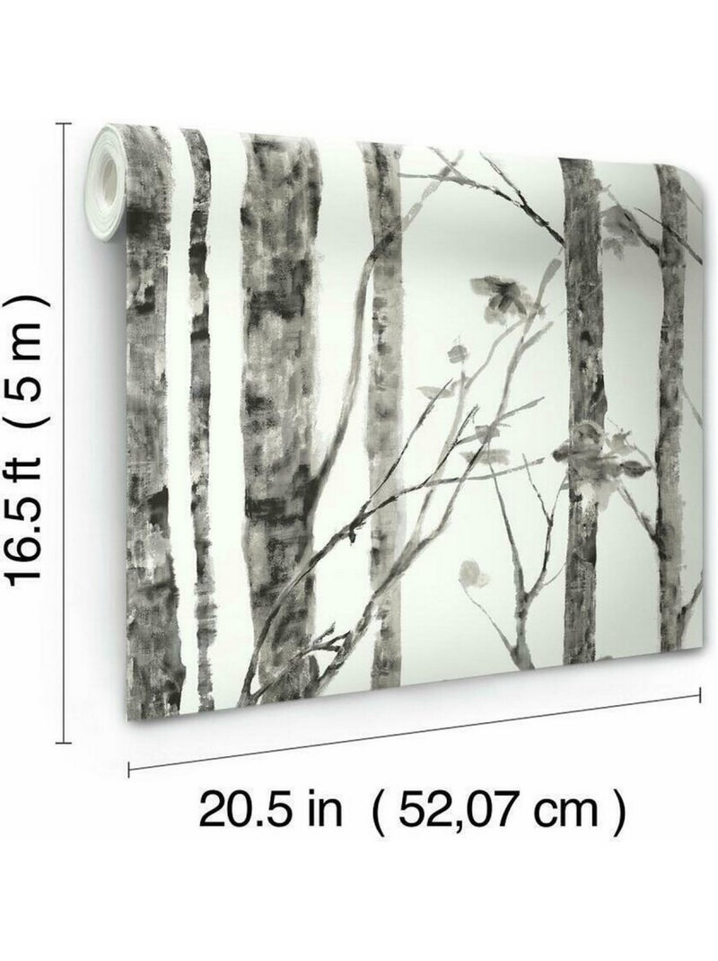 Papier Peint auto-adhésif - Arbres Noir et Blanc Noir Noir - Kiabi