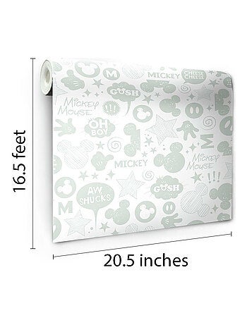 Papier Peint auto-adhésif - Disney Mickey avec icônes