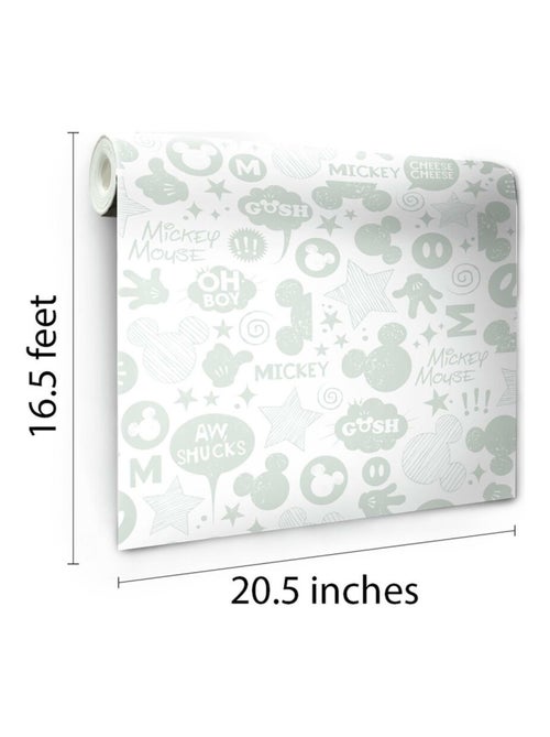 Papier Peint auto-adhésif - Disney Mickey avec icônes - Kiabi
