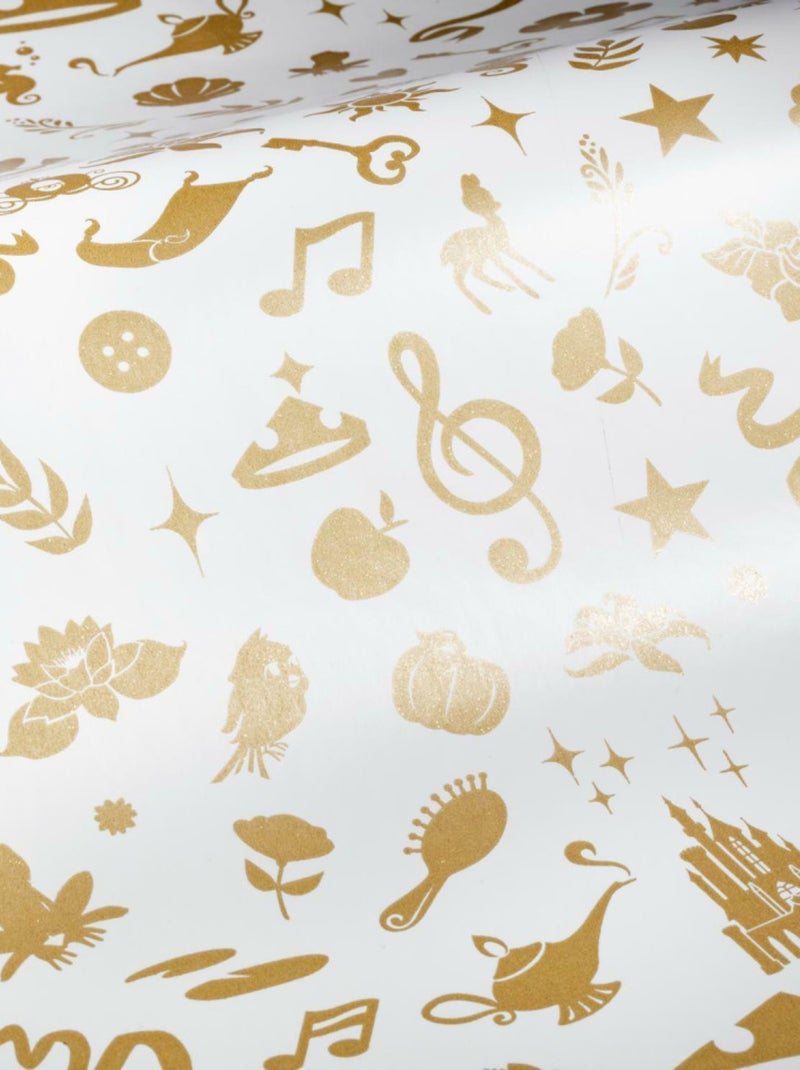 Papier Peint auto-adhésif - Disney Princesses avec icônes et paillettes Doré/or - Kiabi