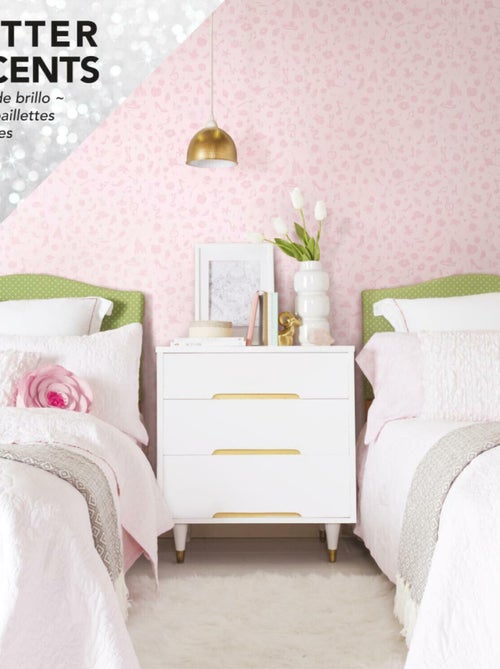 Papier Peint auto-adhésif - Disney Princesses avec icônes et paillettes - Kiabi